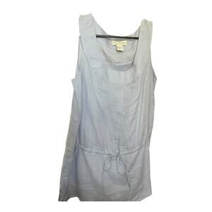 Doncaster light blue 100% linen sleeveless blouse tie waist side slits NWT Small